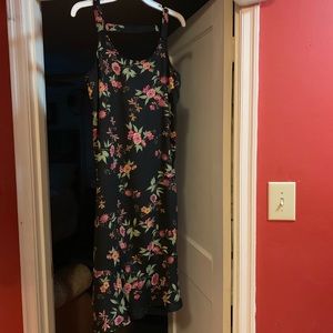 Black floral tea length dress
